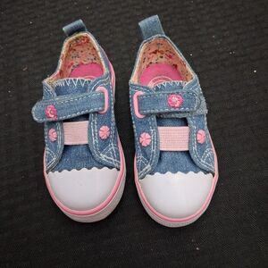 Stylish Denim and Pink Kids Sneakers